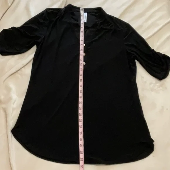 PerSeption Concept Black V-Neck Shirt with Gold Buttons, Large - Picture 8 of 8